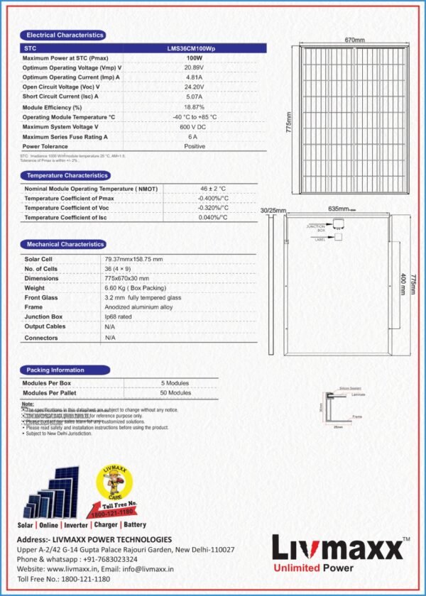 110W 12V MONO-PERC Solar Panel - Image 8