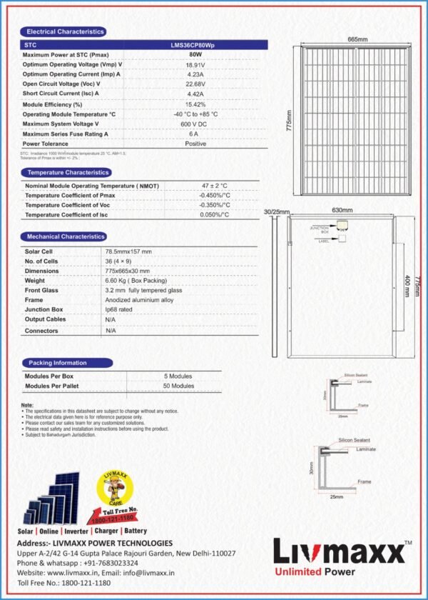 80W POLY Solar Panel - Image 3